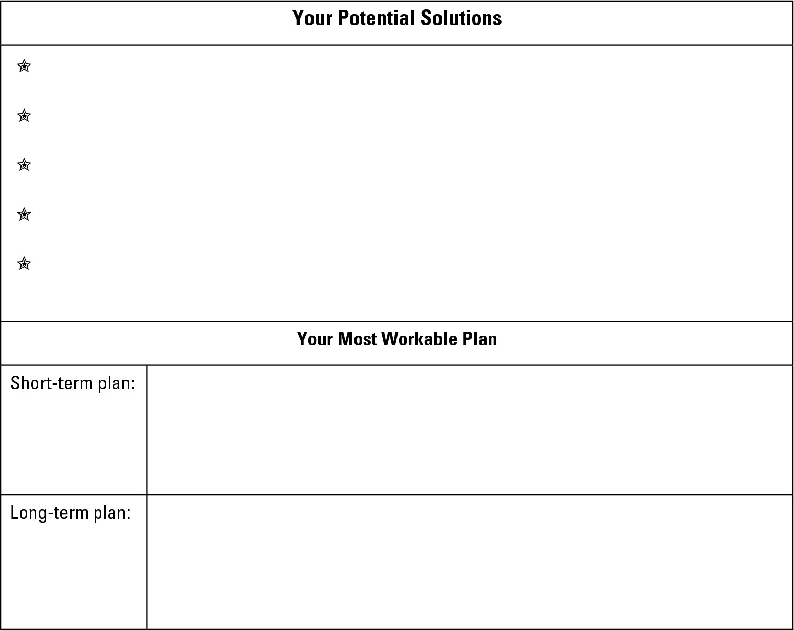 Worksheet 17-4: Listing as many creative possibilities as you can.